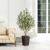 Artificial Olive Tree 5ft/6ft Tall Faux Indoor Plant - Realistic Green Leaves and Black Olives - Decorative Potted Tree for Living Room Home Office - 2 of 4