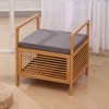 Proman Products Square Cambridge Bamboo Storage Shoe Bench Natural: Upholstered Entryway Bench with Cushion, Modern Style - 4 of 4