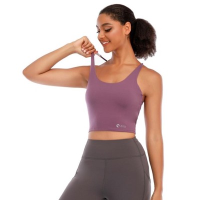 DOMETOUR Cross Back Athletic Yoga Sports Bra With Removable Chest Cushion