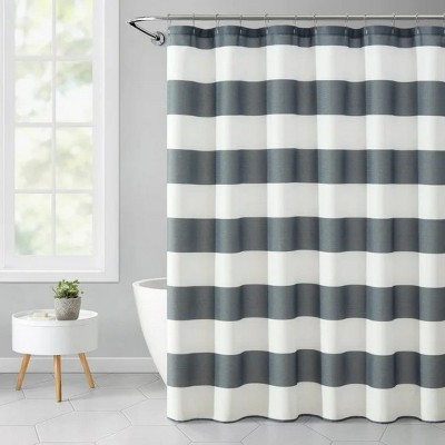 LunaLulinlk Gray Striped Printed Fabric Shower Curtain