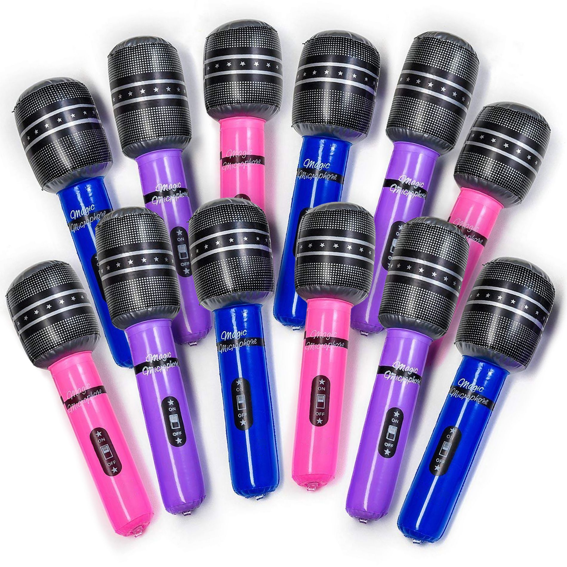 Playbees 10.5 Inch Wireless Inflatable Microphone - 12 Pieces