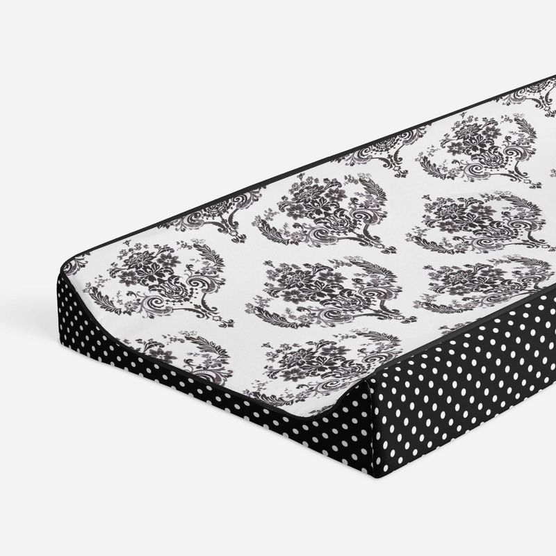 Bacati - Classic Damask White/Black changing Pad Cover, 1 of 11