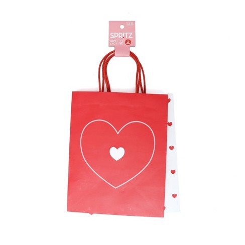 2ct Cub Valentine's Day Heart Print Gift Bags Red/White - Spritz™ - image 1 of 4