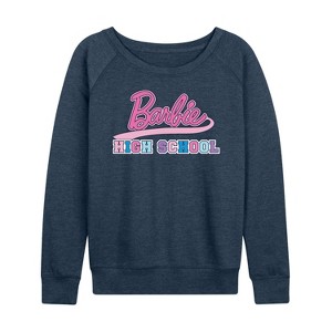 Women's - Barbie - High School Lightweight French Terry Wide Neck Long Sleeve Shirt - 1 of 4