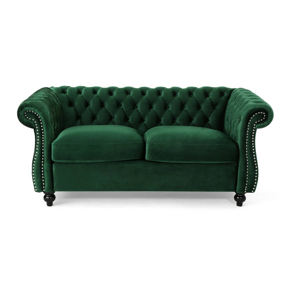 Photos - Sofa Somerville Traditional Chesterfield Loveseat Green - Christopher Knight Ho