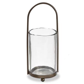 TAG Cabo Metal And Clear Glass Hurricane PIllar Candle Holder, 3.5L x 3.5W x 9.5H inches