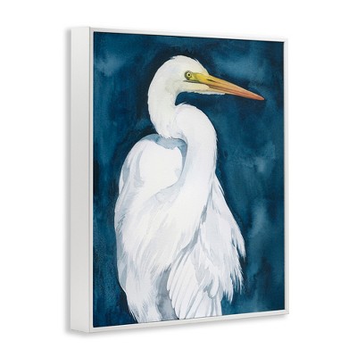 White and Blue Sea Bird Canvas Print in Wood Frame, 16 x 20