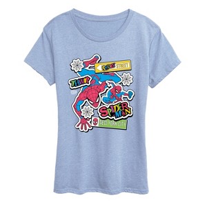 Women's - Marvel - Spidey Bright Stickers Short Sleeve Graphic T-Shirt - 1 of 3