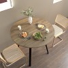 VYNXARIA 35.43 Inch Round Dining Table, Small Circle Kitchen Table with Metal Black Legs for 2-4 people,Modern Dining Room Table, Brown - 3 of 4
