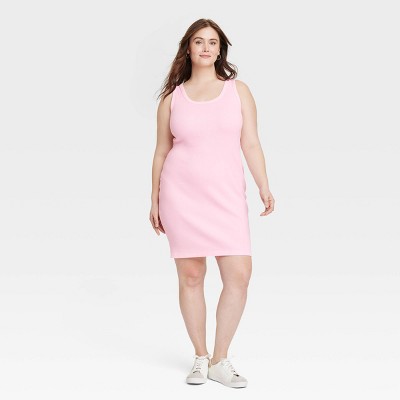 Women's Ribbed Mini Bodycon Dress - Universal Thread™ Pink 1X