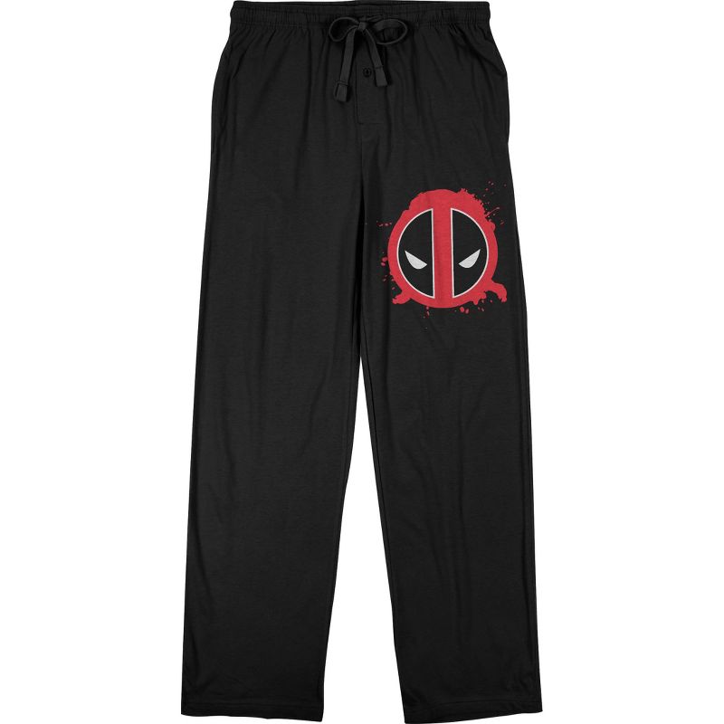 Marvel Comic Book Men's Deadpool Symbol Black Sleep Pajama Pants, 1 of 2