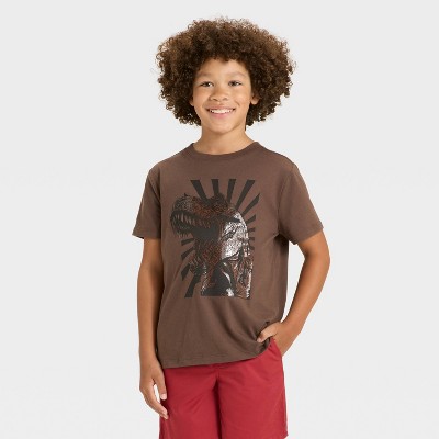 Boys' Short Sleeve Dinosaur Graphic T-Shirt - Cat & Jack™ Brown