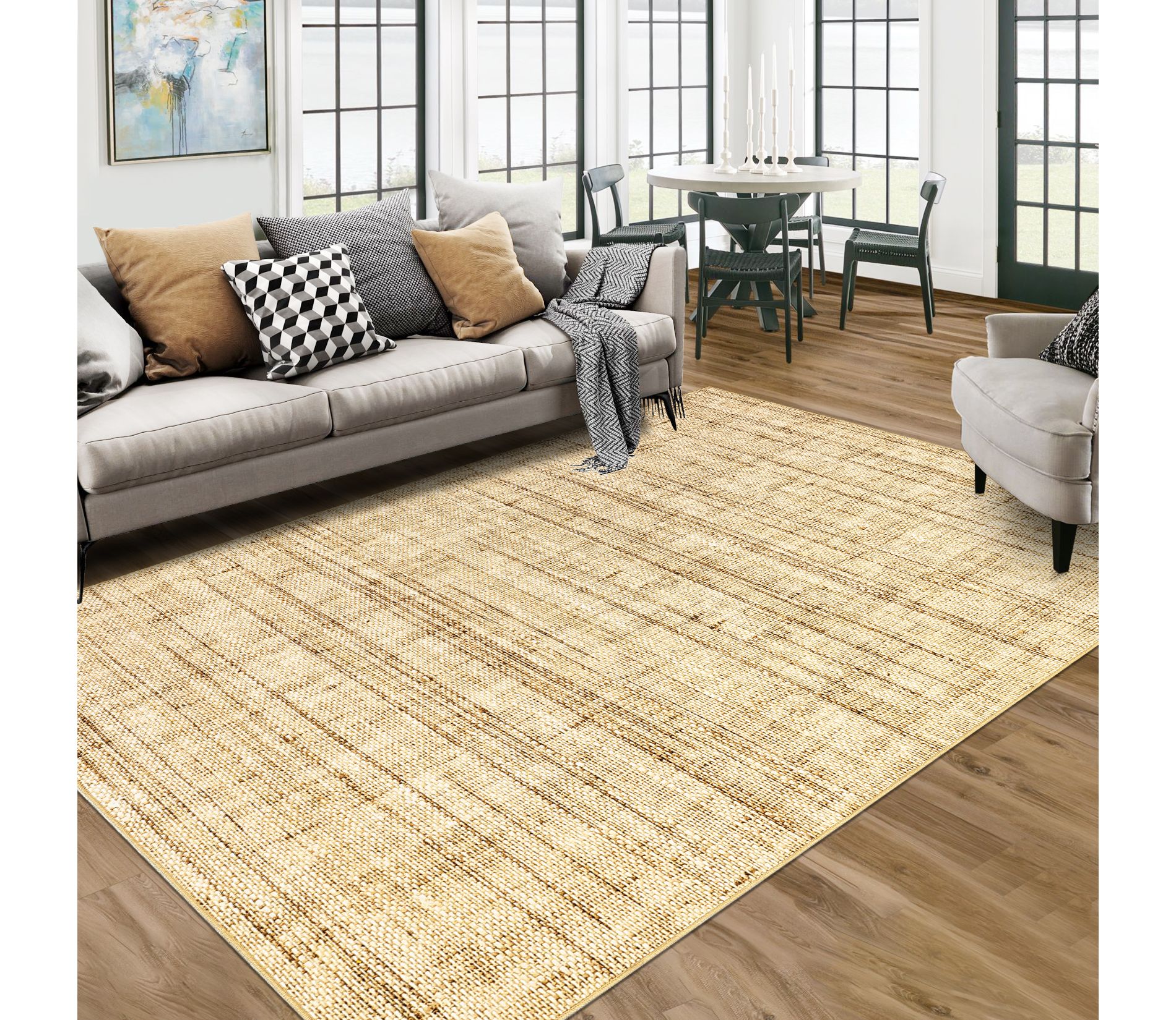Modern Washable Rugs Braided Pattern Rug Soft Non Shedding Stain Resistant Carpet, 5'x7'