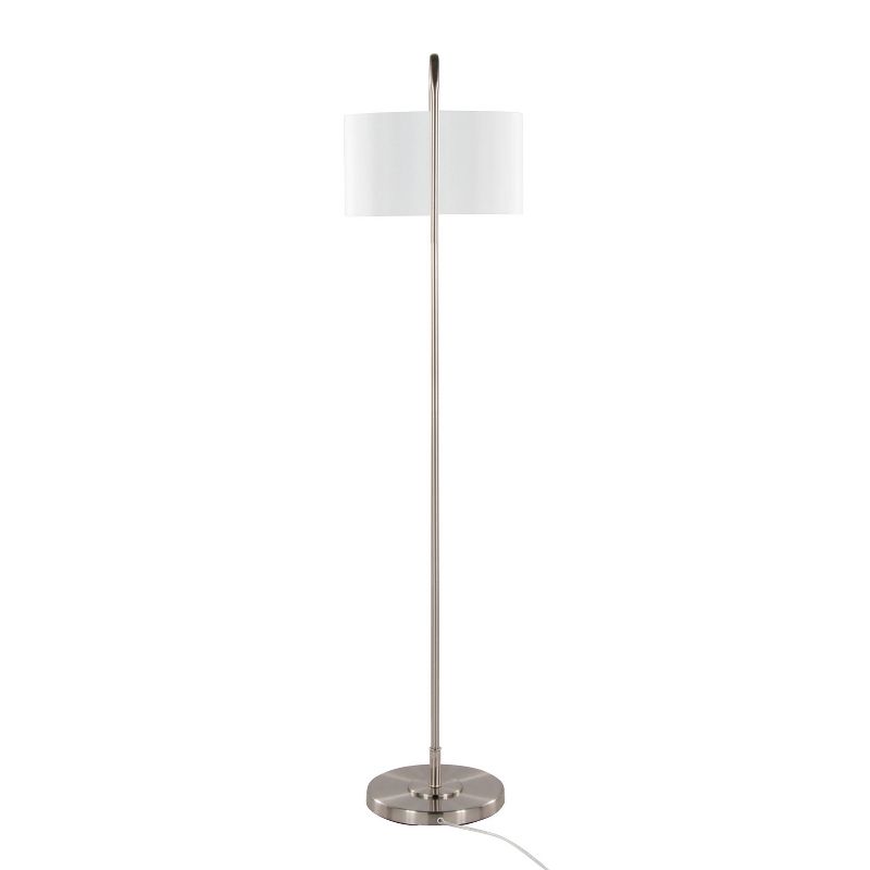 LumiSource Puck 63&#34; Contemporary Metal Floor Lamp in Brushed Nickel with White Linen Shade from Grandview Gallery, 5 of 11