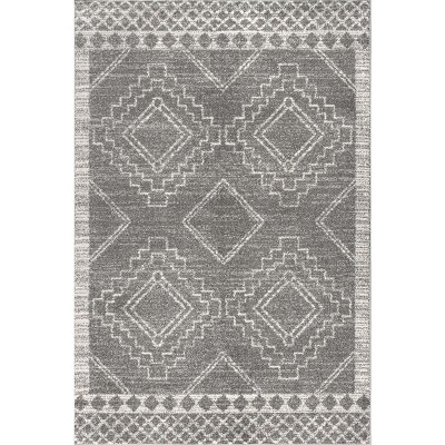Amir 8' x 10' Cream and Gray Geometric Synthetic Area Rug