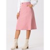 INSPIRE CHIC Women's High Waist Elastic Back A-Line Belted Corduroy Midi Skirt with Pockets - 3 of 4