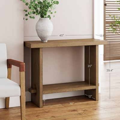Virgo Light Brown Wood Console Table with Storage