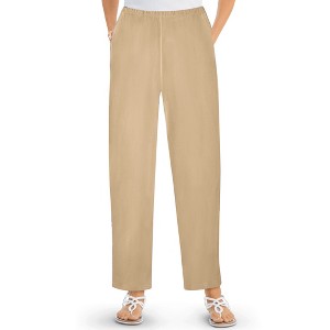 Collections Etc Elastic Waistband with Side Pockets Cotton Knit Pants - 1 of 4