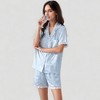 Anna-Kaci Lounge Women's Short Sleeve Satin Pajama Set with Button Down Top Elastic Waist Shorts and Lace Trim Detail - 3 of 4