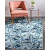 Well Woven Money Collection New Hund Dollar Bill Green Blue Area Rug - 2 of 4