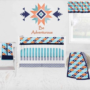 Bacati - Liam Aqua Orange Navy 6 pc Crib Bedding Set with Long Rail Guard Cover - 1 of 4
