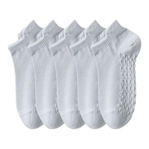 Anna-Kaci 5-Pair Cotton Low-Cut Ankle Socks with Soft Breathable Knit Design and Stretch Comfort Fit - 1 of 4