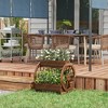 Aghana Digitals Carbonized Fir Wood 3-Tier Raised Garden Bed with Wagon Wheel Motif, Drainage - 2 of 4