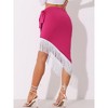 Allegra K Women's Fringe Trim Asymmetrical Ruched Tie Waist Midi Bodycon Skirts - 3 of 4