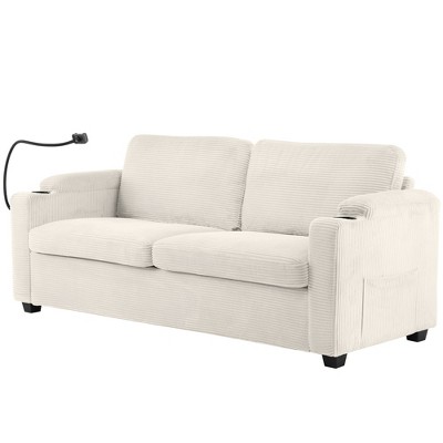 GlasFlength Seating Sets, Spacious Striped Sectional Sofa, Perfect for Social Gatherings, Beige, 72.8"*30.7"*33"