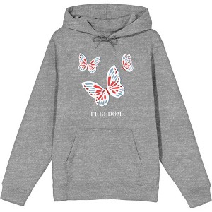 "Freedom" Three Butterflies Adult Long Sleeve Hoodie - 1 of 2