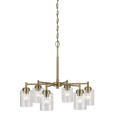 Winslow Natural Brass 6-Light Chandelier with Clear Seeded Glass