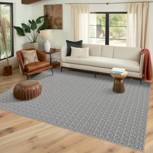 Printed Area Rug, Realistic Braided-Look Textured Rugs, Machine Washable Non-Slip Indoor Carpet for Living Room, Bedroom - 1 of 4