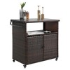 MOEPISY Outdoor Wicker Serving Cart with Wheels - 2 of 4