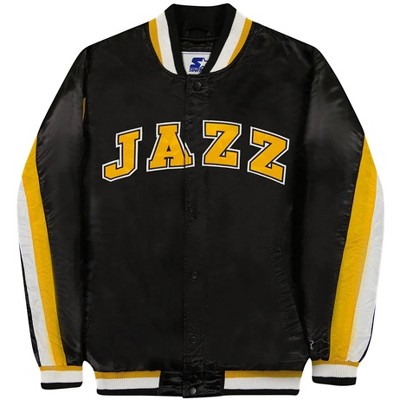 STARTER Mens Utah Jazz Varsity Jacket, Black, Medium