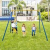 Costway Metal Swing Set for Backyard with A-frame Stand & Adjustable Hanging Ropes - 4 of 4