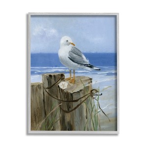 Stupell Industries Seagull Sand Dollar on Soft Nautical Beach Post - 1 of 4
