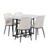 ChicFurnit Dining Sets Extendable Round Table Set with Faux Marble Top Chairs for Kitchen Dining Room, Beige and White, 28.25"*21.63"*19.88" - 2 of 4