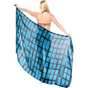 LA LEELA Women's Sarong Wrap Swimwear Cover up Wraps One Size Cyan Tie Dye - 1 of 4