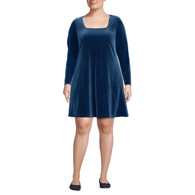 Lands' End Women's Knit Velvet Square Neck Dress