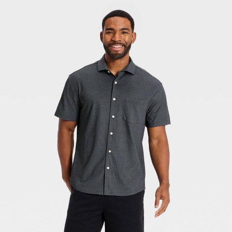 Мужские рубашки Goodfellow & Co Men's Short Sleeve Comfort Pique Button-Down Shirt - Goodfellow & Co™ Black L