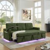 85'' Modern L-Shaped Sectional Sofa Chenille Sofa Bed with Retractable Table, LED Lighting, USB Charging Ports, and Cup Holders - 2 of 4