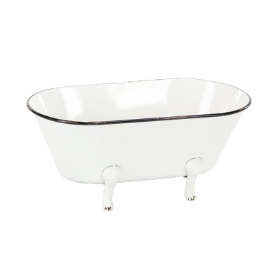 Photo 1 of 9 Contemporary Metal Enamel Tub Flower Planter White - Olivia  May