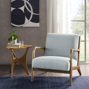 Lyngins Mid-Century Modern Accent Chair, Arm Chair with Solid Rubber Wood Frame (Elm Finish), Comfy Reading Chair/Sofa Chair for Living Room - 1 of 4