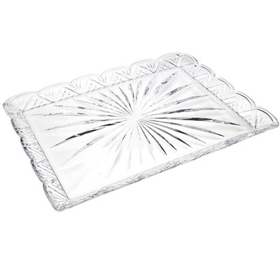 HomeRoots 16" Clear Rectangular Crystal Serving Tray