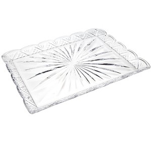 HomeRoots 16" Clear Rectangular Crystal Serving Tray - 1 of 4