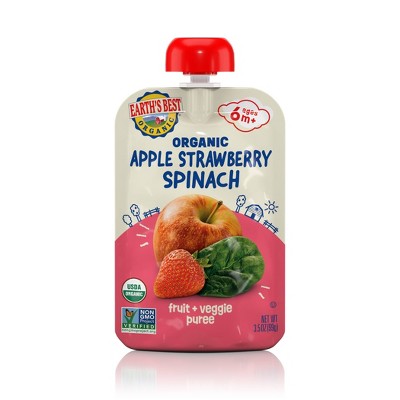 Earth's Best Strawberry Apple Spinach Pouch Baby Meals - 3.5oz