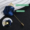 Unique Bargains Wedding Golden Leaf Rose Flower Lapel Pins for Men Suits 18 Pcs - 2 of 4