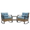 NicBex Outdoor Dining Table Set Wood/Glass Coffee Table with Rattan Rocking Chairs,Patio Furniture Set for Garden,Backyard,Porch - 3 of 4
