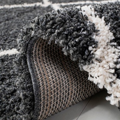 Reversible Dark Grey/Ivory Diamond Shag 6' x 9' Area Rug