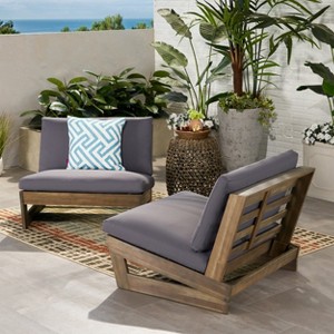 Christopher Knight Home Sherwood Outdoor Acacia Wood Club Chairs with Cushions (Set of 2) - 1 of 4